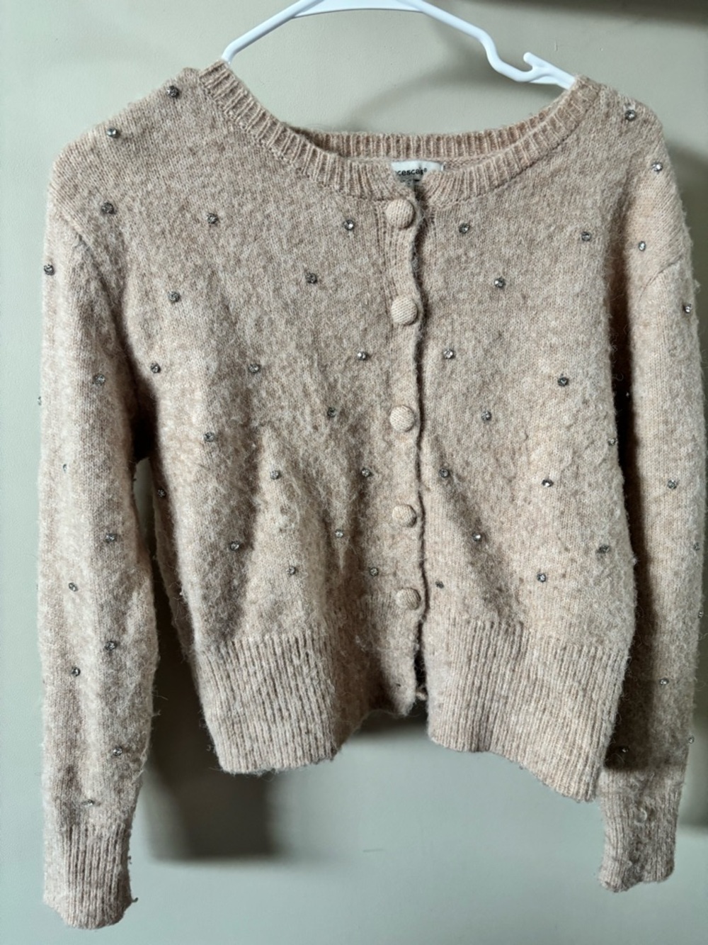 Francesca's Collections Beaded Cream Button-Up Cardigan